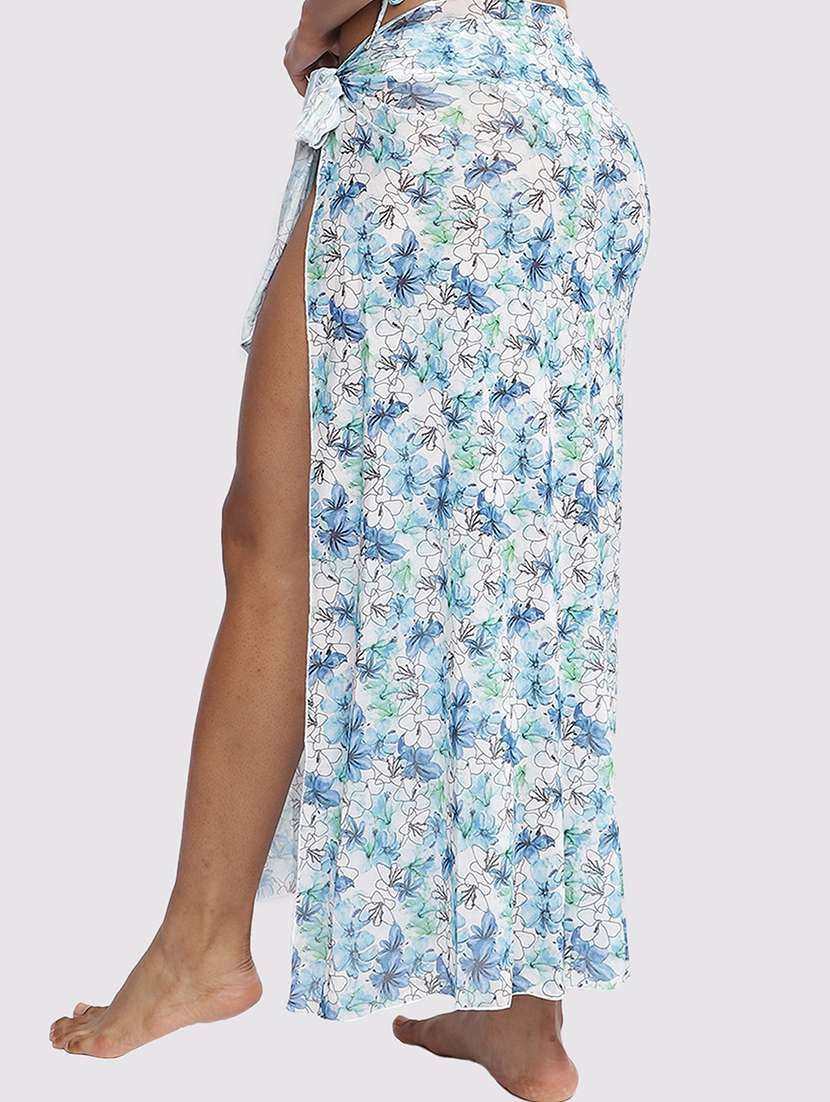 women floral printed long sleeve coverup skirt - 22008753 -  Standard Image - 3