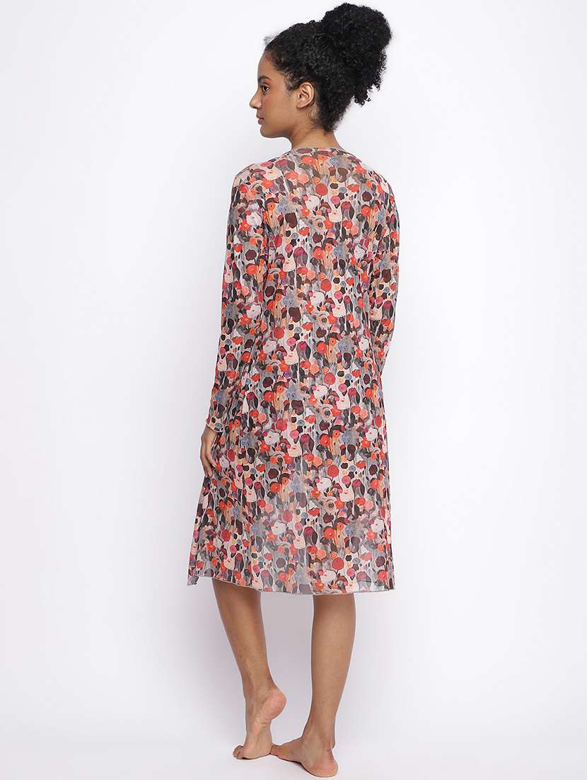 women printed long sleeve coverup shrug - 22008754 -  Standard Image - 5