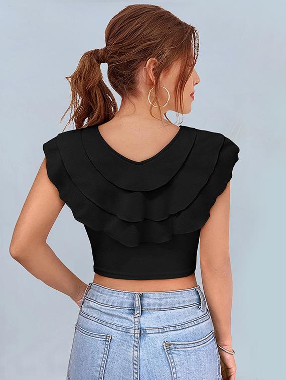 women pack of 2 solid v neck crop top - 22008758 - Standard Image - 5