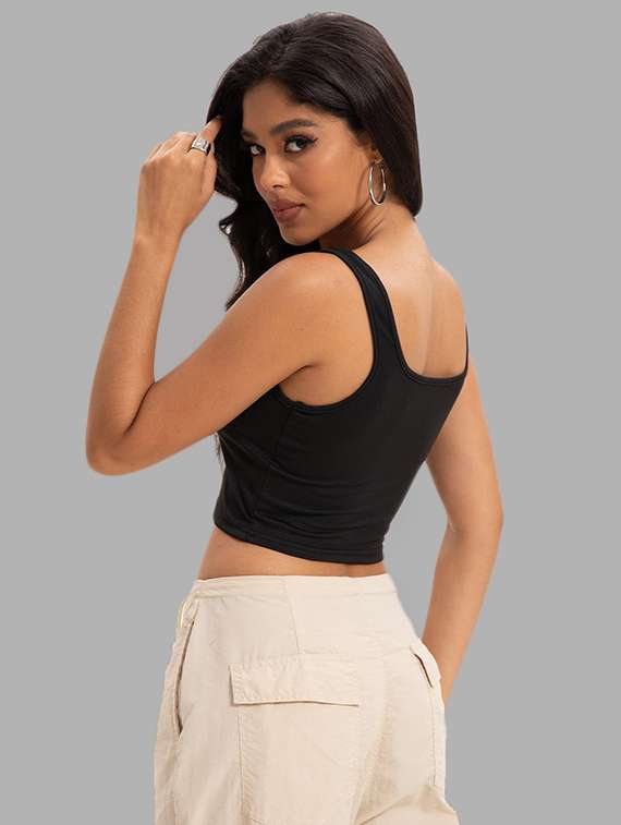 women solid square neck tank top - 22008761 - Standard Image - 3