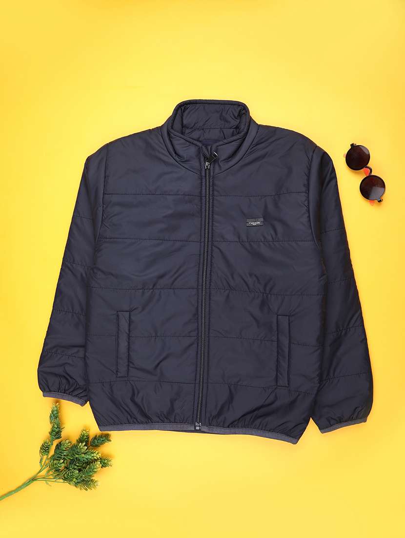 boys solid long sleeve quilted jacket