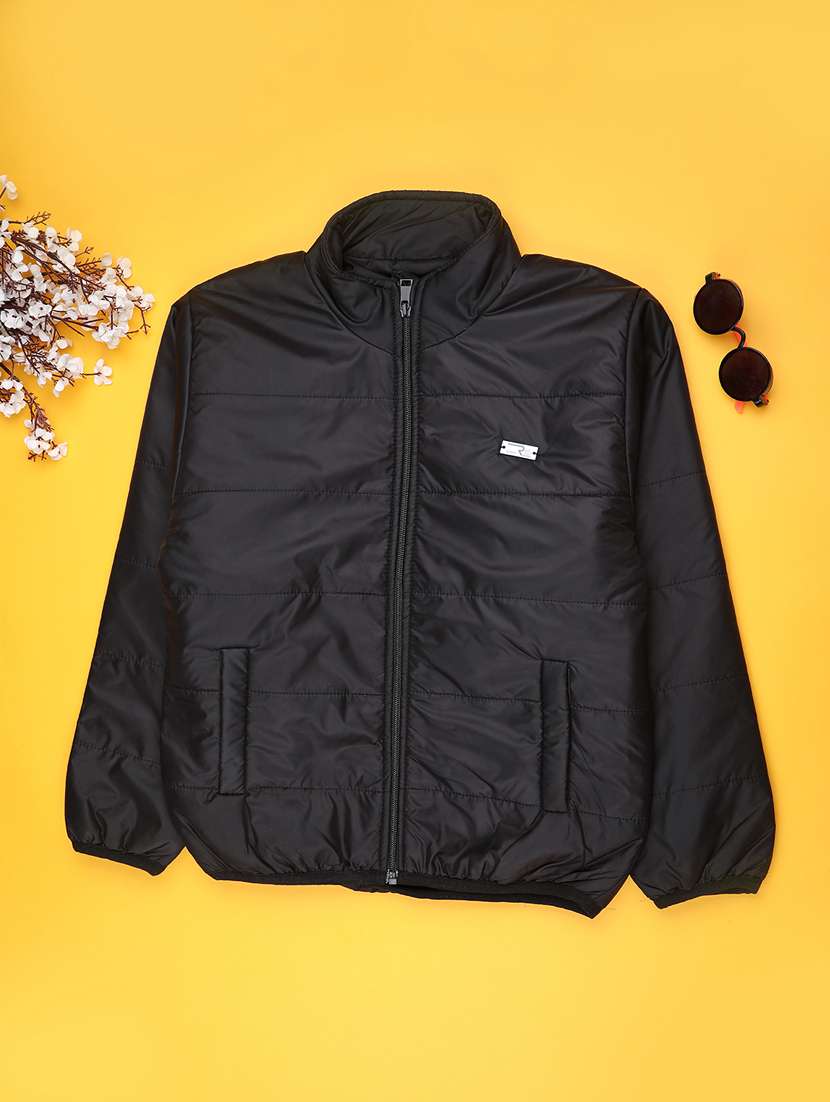 boys solid long sleeve quilted jacket