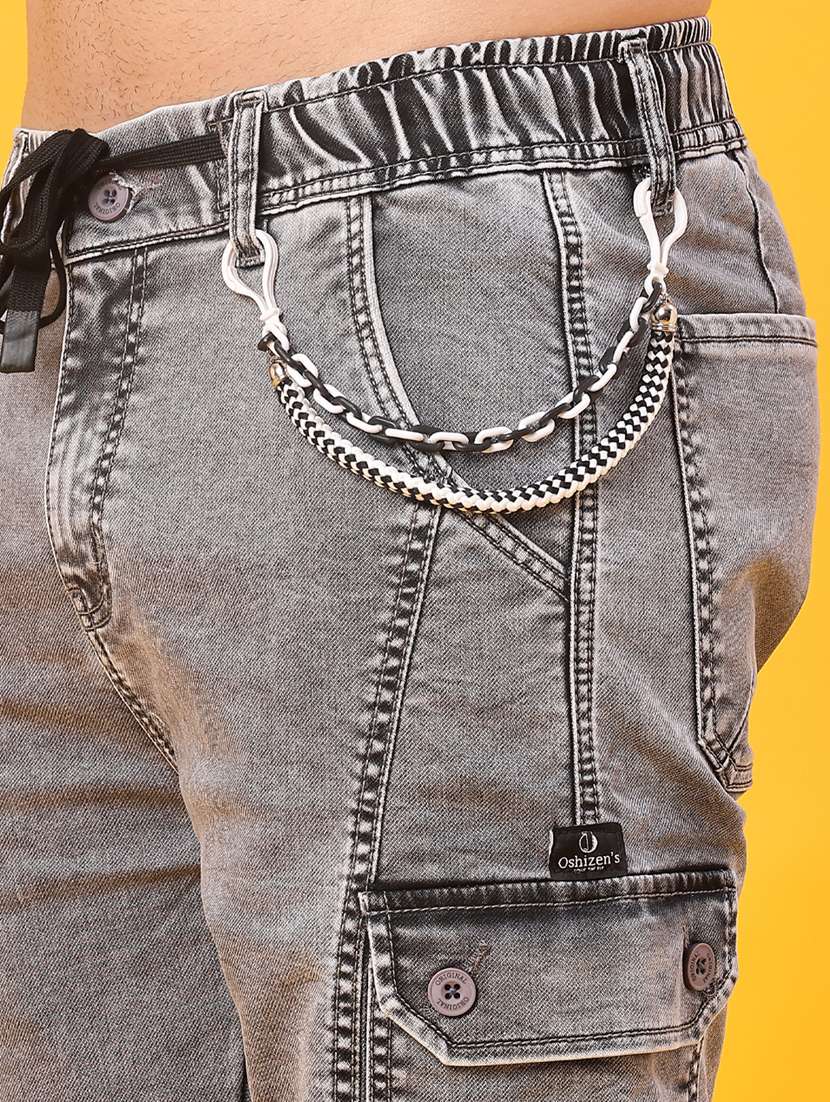 men solid mid rise regular fit cargo - 22008848 -  Standard Image - 5