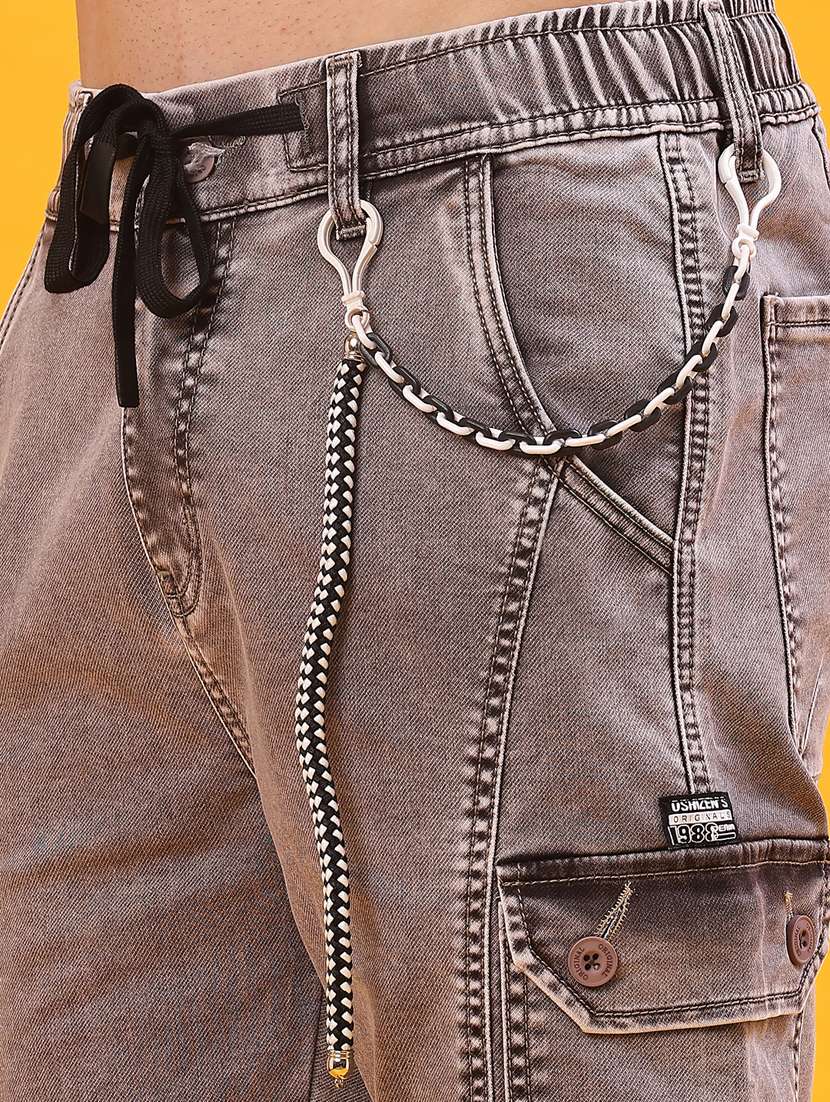 brown cotton cargomen solid mid rise regular fit cargo - 22008849 -  Standard Image - 5