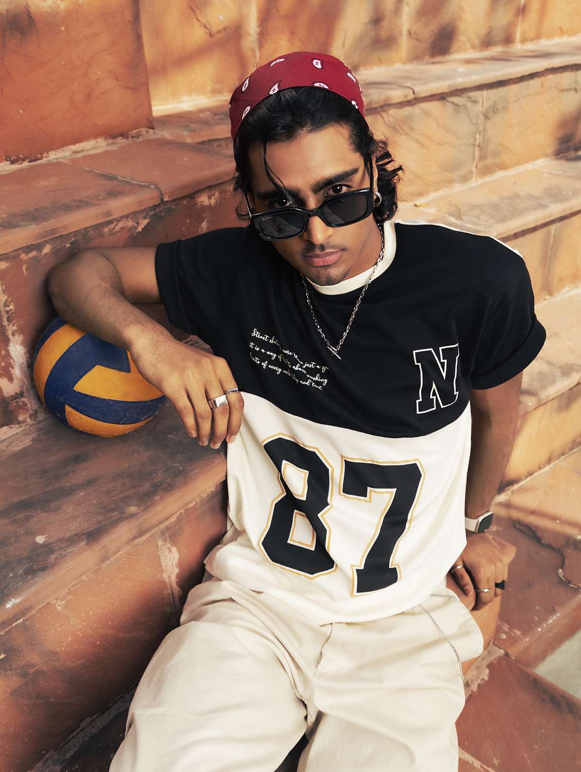 men color block short sleeve oversized t-shirt