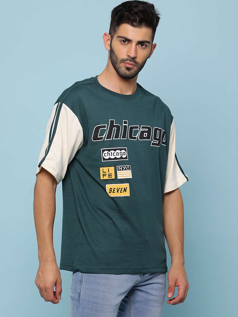 men printed short sleeve loose fitt-shirt