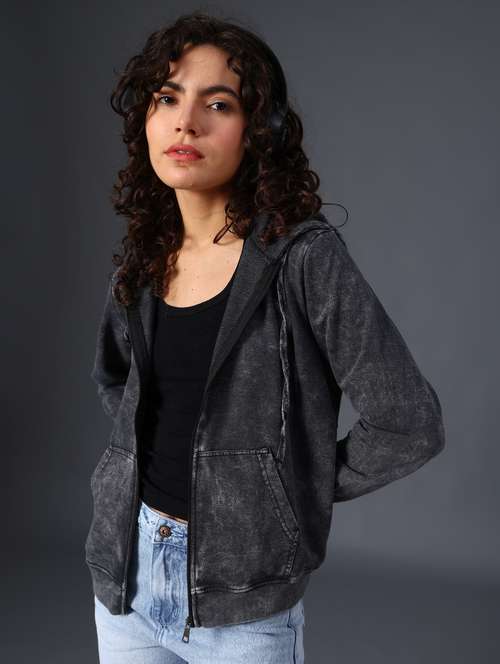 black cotton blend plain sweatshirt - 22008927 -  Standard Image - 0