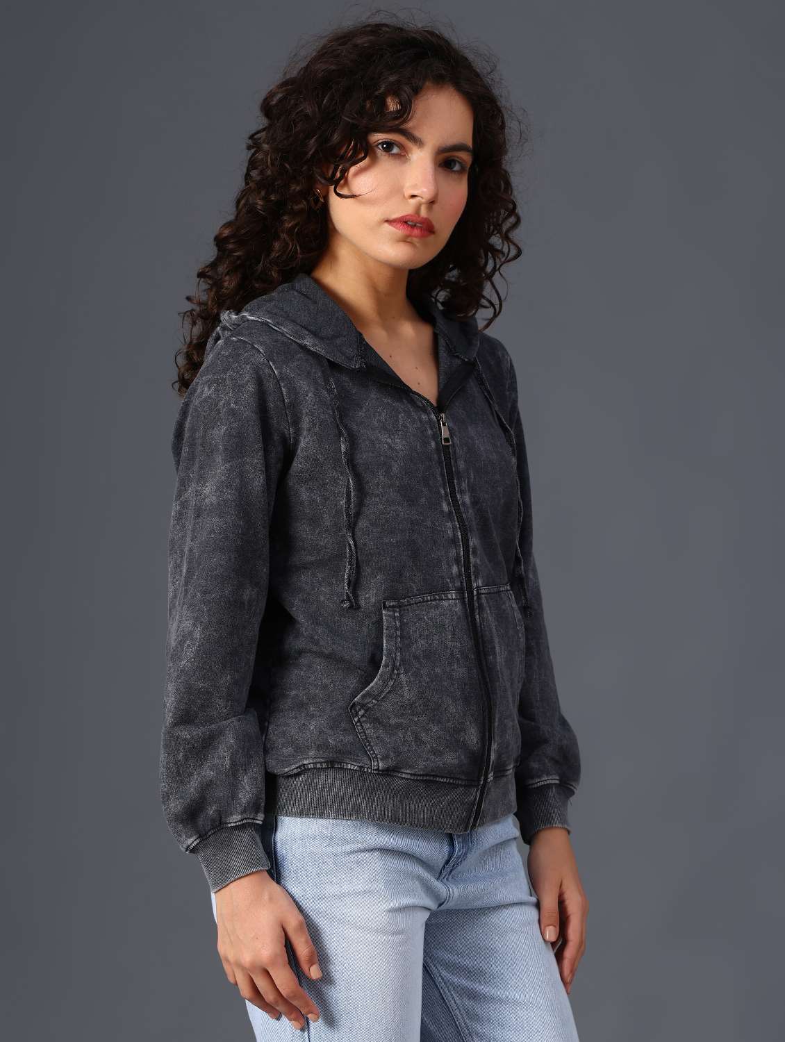 black cotton blend plain sweatshirt - 22008927 -  Standard Image - 3