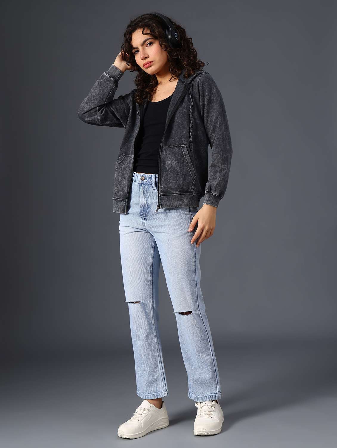 black cotton blend plain sweatshirt - 22008927 -  Standard Image - 5