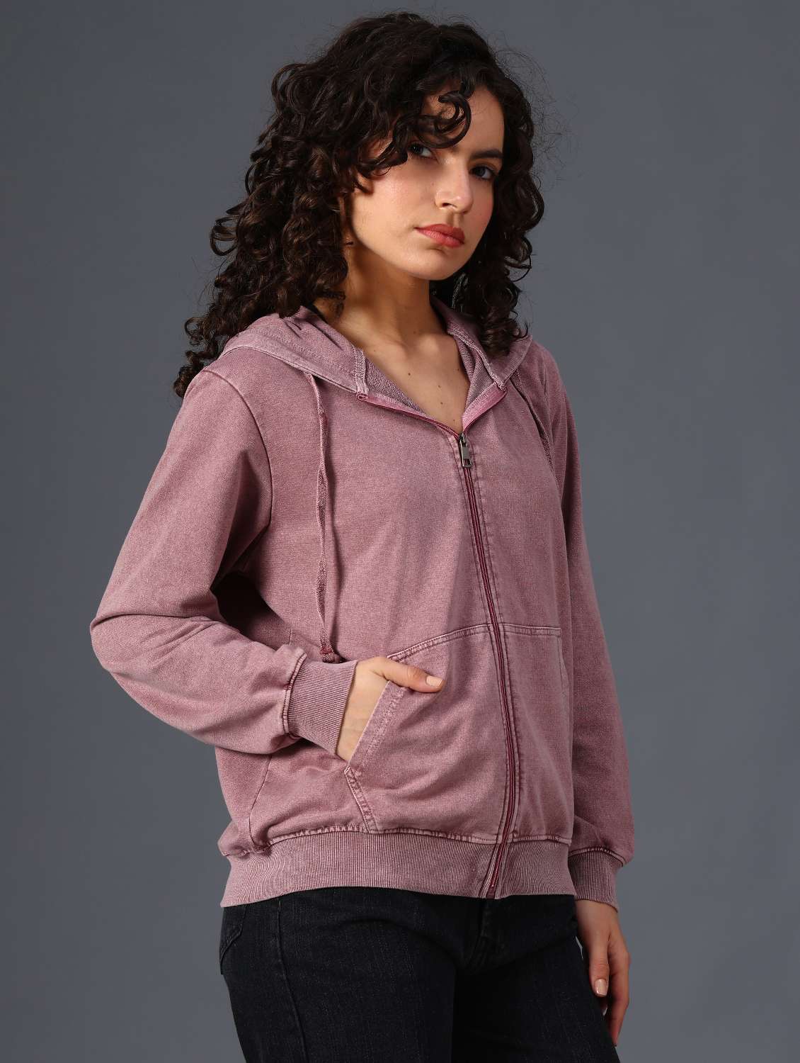 pink cotton blend plain sweatshirt - 22008928 -  Standard Image - 3