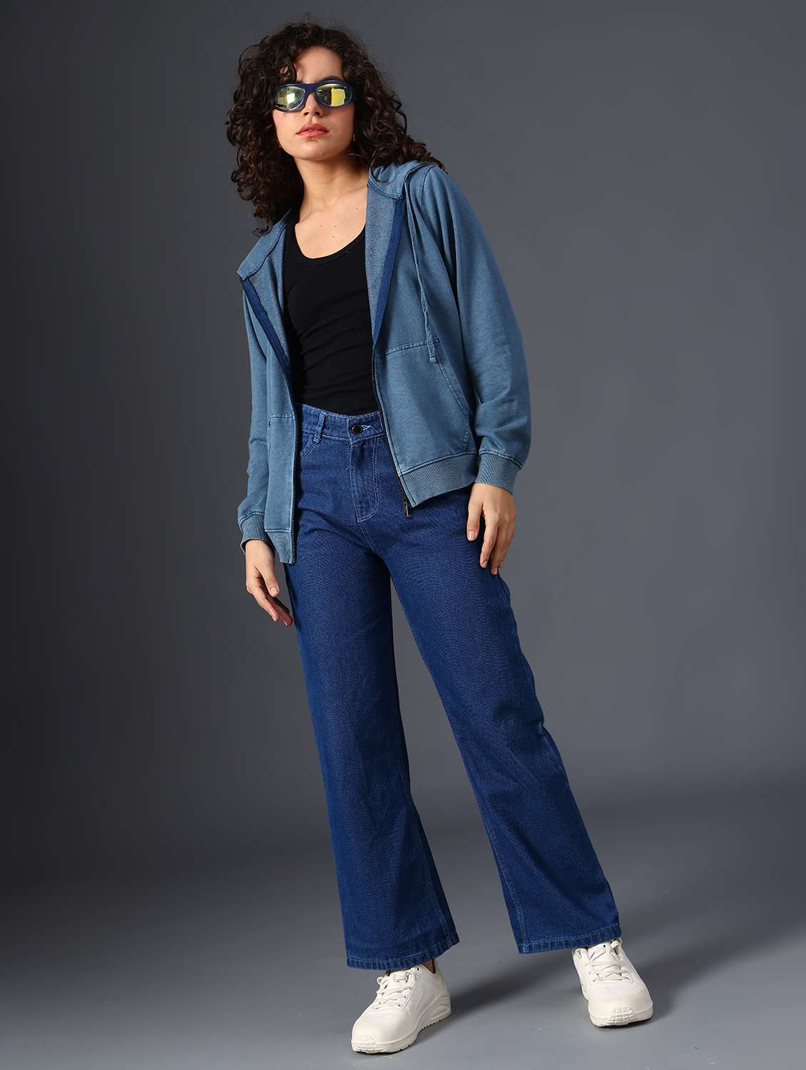 teal cotton blend plain sweatshirt - 22008929 -  Standard Image - 5