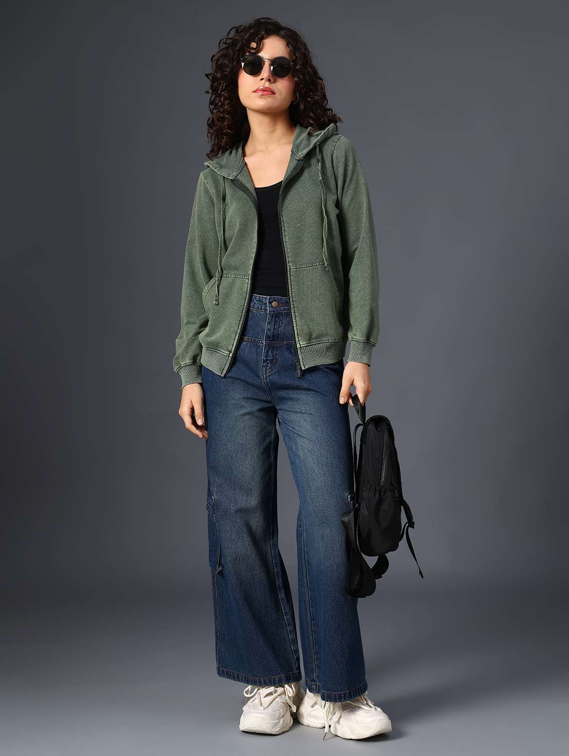 olive cotton blend plain sweatshirt - 22008930 -  Standard Image - 5