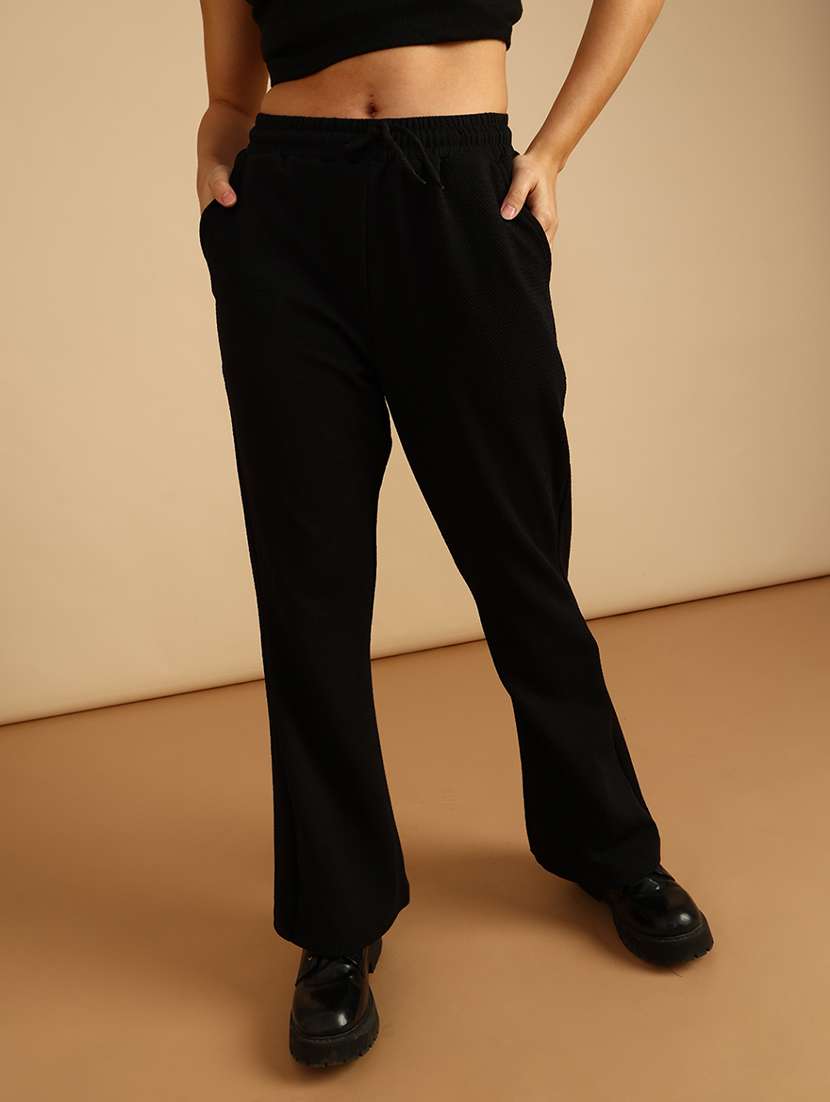 women solid mid rise relaxed fit track pant