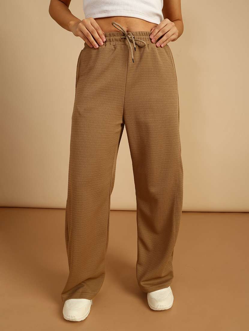 women solid mid rise relaxed fit track pant