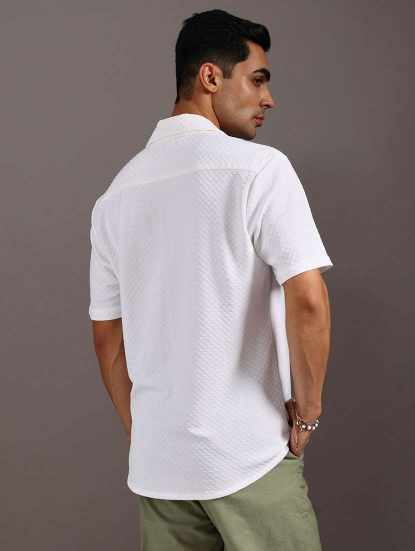 men solid cuban collar short sleeve shirt - 22009062 -  Standard Image - 3