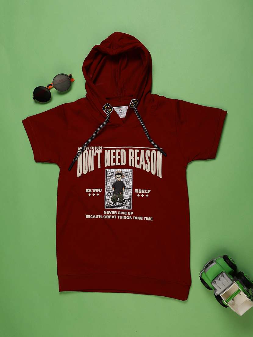 boys printed short sleeve hooded t-shirt