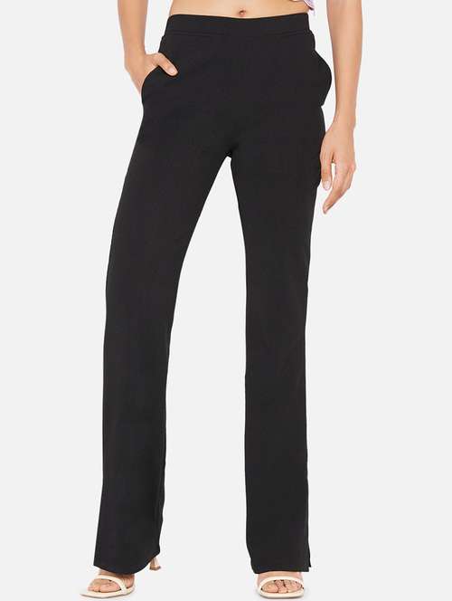 women solid mid rise bootcut trouser - 22009130 -  Standard Image - 0