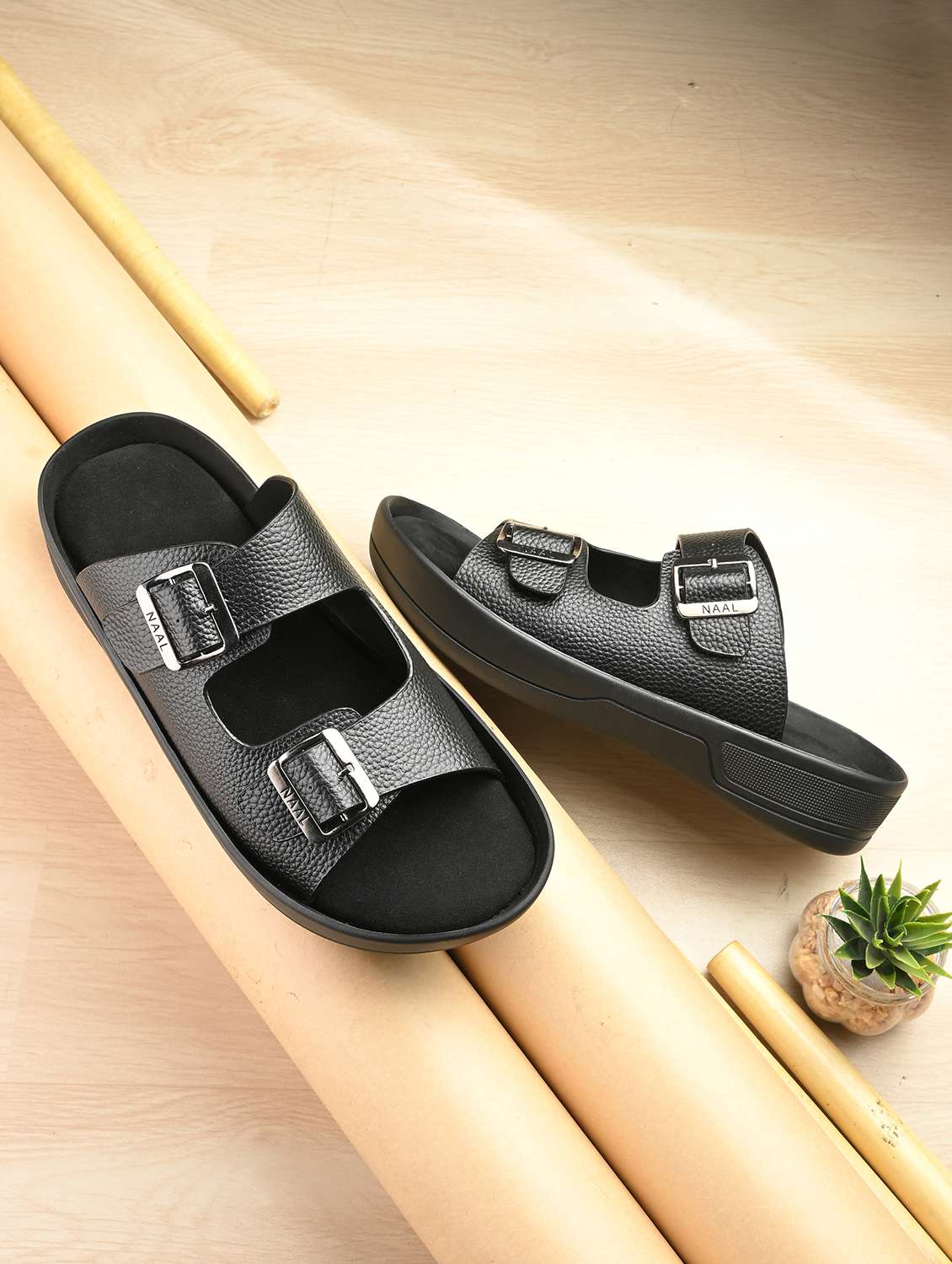 men black slip on sandal - 22009135 -  Zoom Image - 0