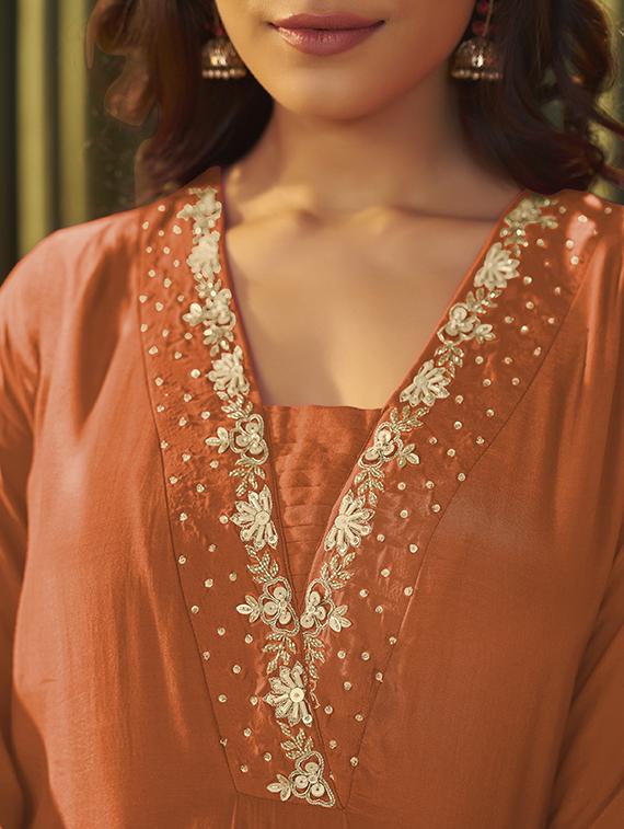 women embroidered three quarter sleeve kurta pant with dupatta set - 22009161 - Standard Image - 5