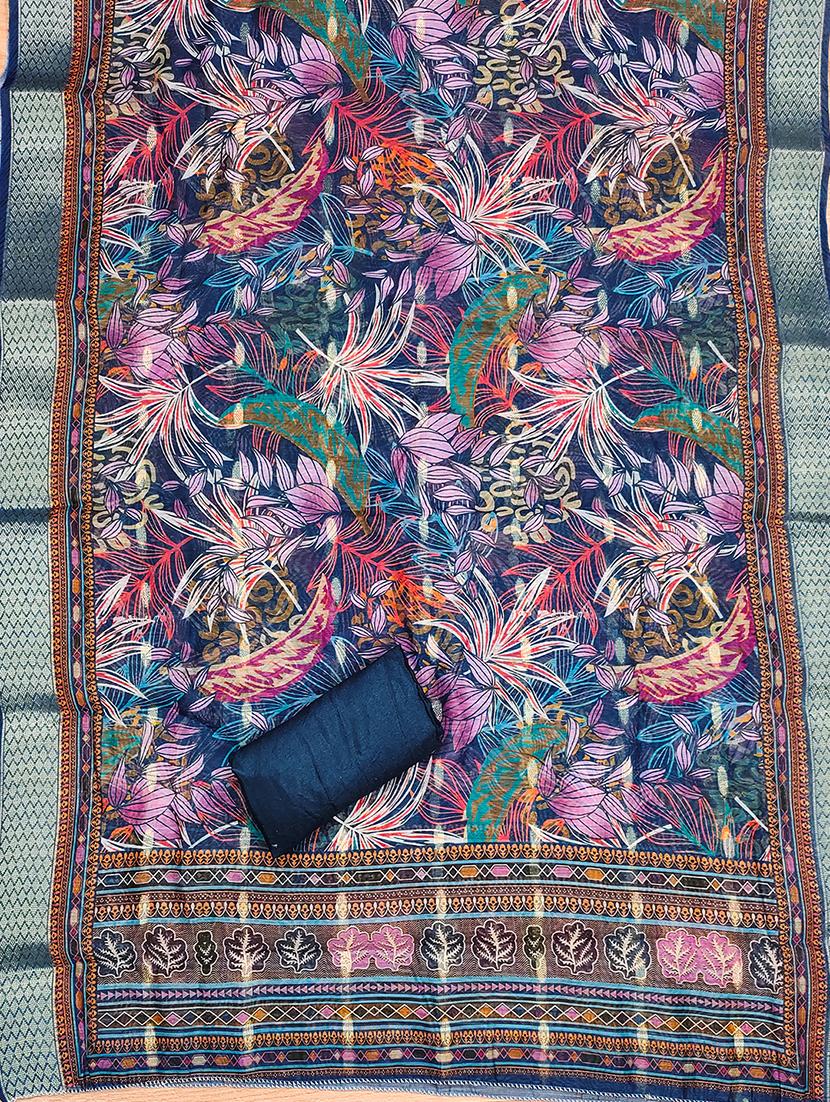 women printed embroidered unstitched suit set - 22009175 - Standard Image - 3