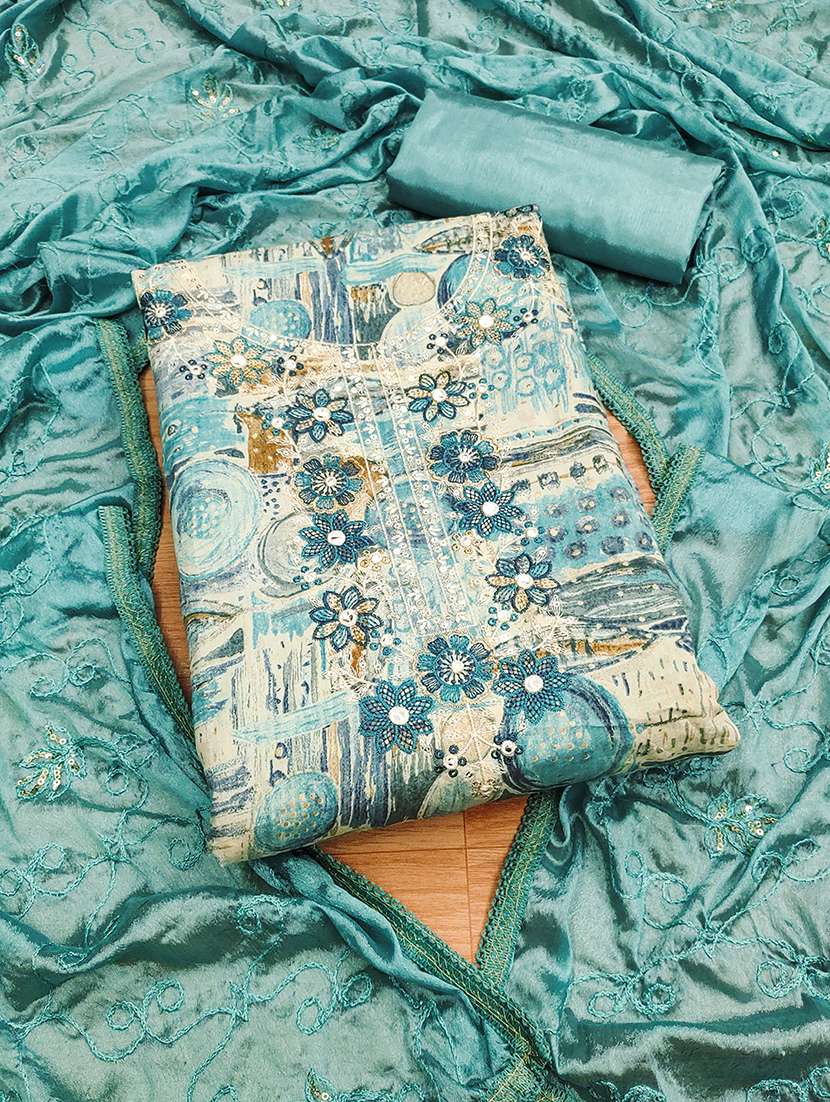 women printed embroidered unstitched suit set - 22009184 -  Zoom Image - 0