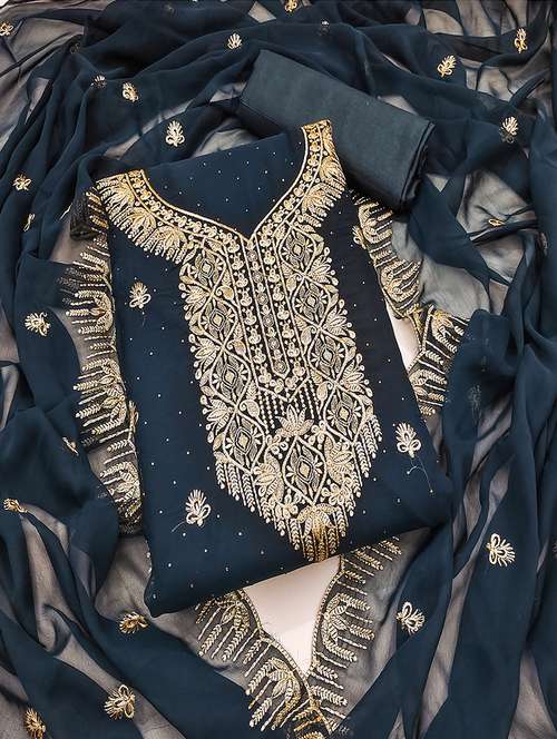 women solid with work zari work unstitched suit set - 22009186 -  Standard Image - 0