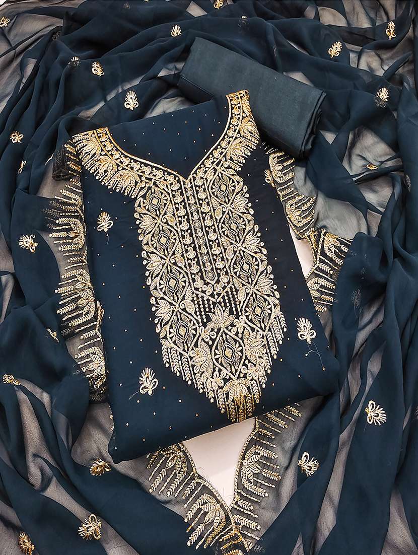 women solid with work zari work unstitched suit set - 22009186 -  Zoom Image - 0