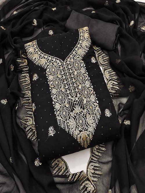 women solid with work zari work unstitched suit set - 22009187 - Standard Image - 0