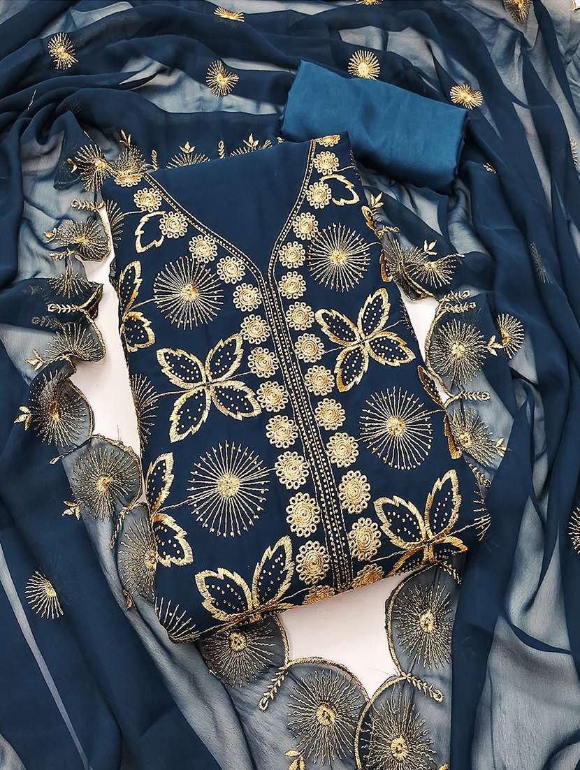 women solid with work zari work unstitched suit set - 22009198 -  Zoom Image - 0