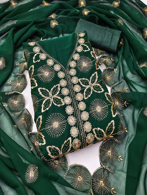 women solid with work zari work unstitched suit set - 22009199 -  Standard Image - 0