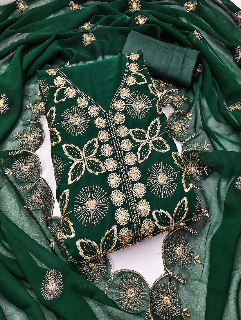 women solid with work zari work unstitched suit set - 22009199 -  Zoom Image - 0