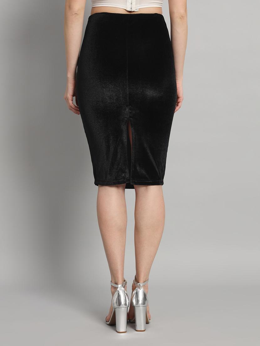 women black velvet pencil skirt - 22009226 - Standard Image - 3