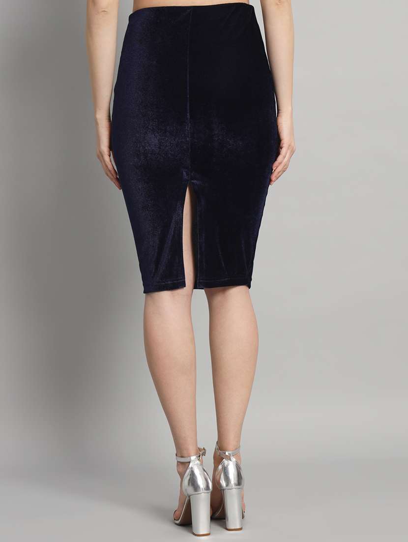 women solid high rise bodycon skirt - 22009227 - Standard Image - 3