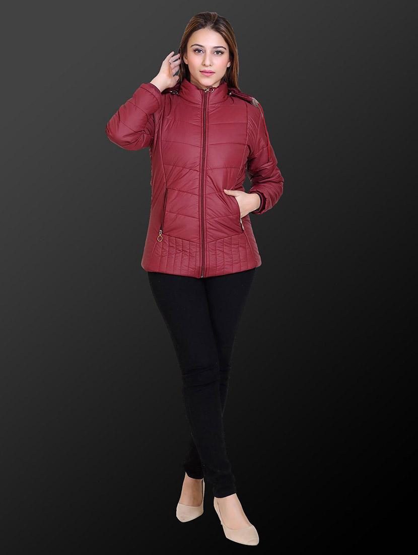 women solid long sleeve hooded quilted jacket - 22009229 - Standard Image - 3