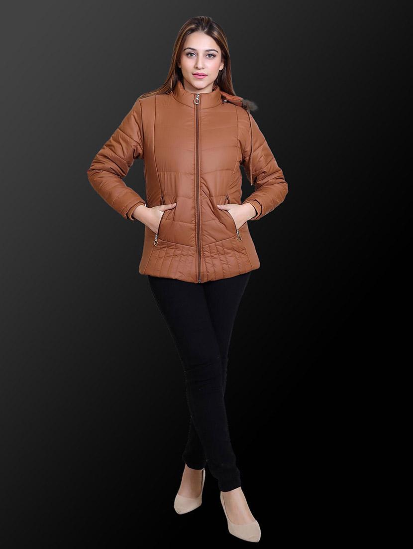 women solid long sleeve hooded quilted jacket - 22009230 - Standard Image - 3