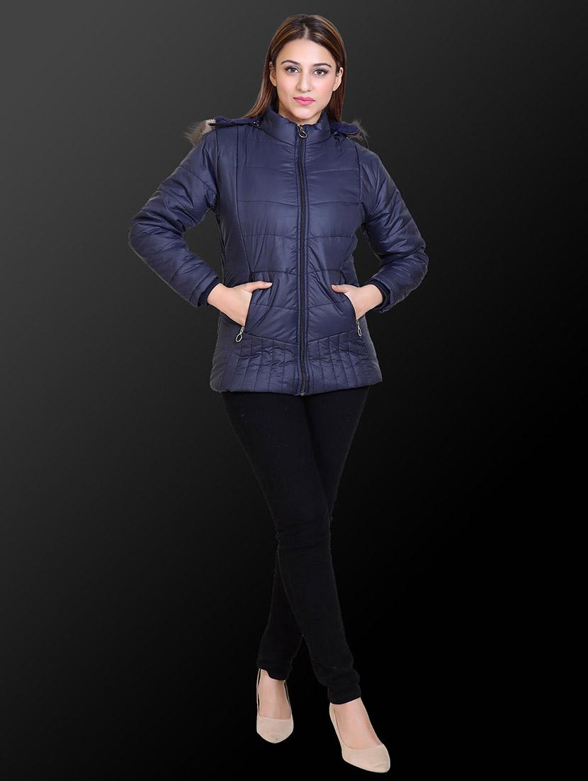 women solid long sleeve hooded quilted jacket - 22009231 - Standard Image - 3