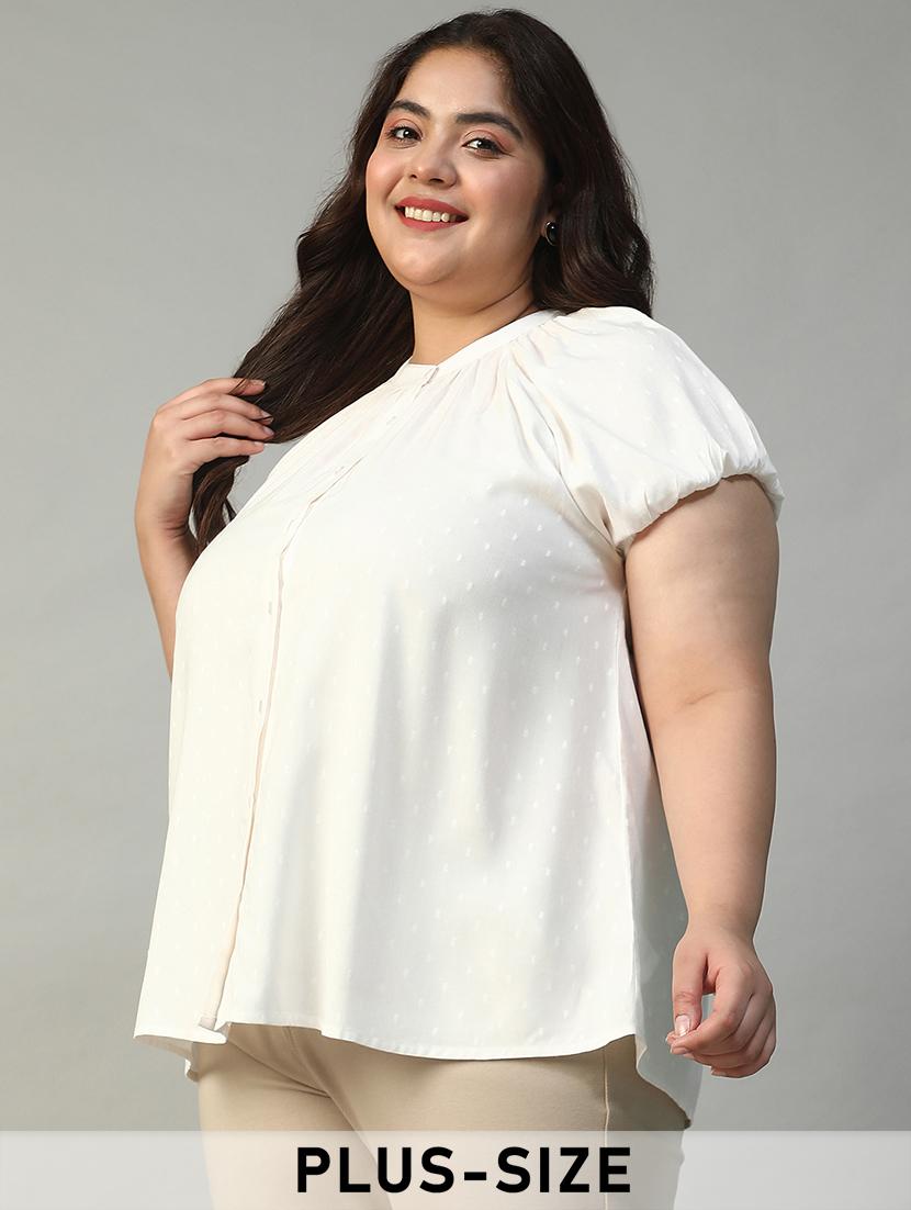 women plus size solid short sleeve shirt - 22009240 - Standard Image - 5