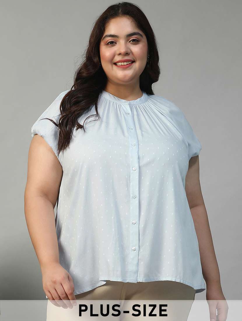 women plus size self designed short sleeve shirt