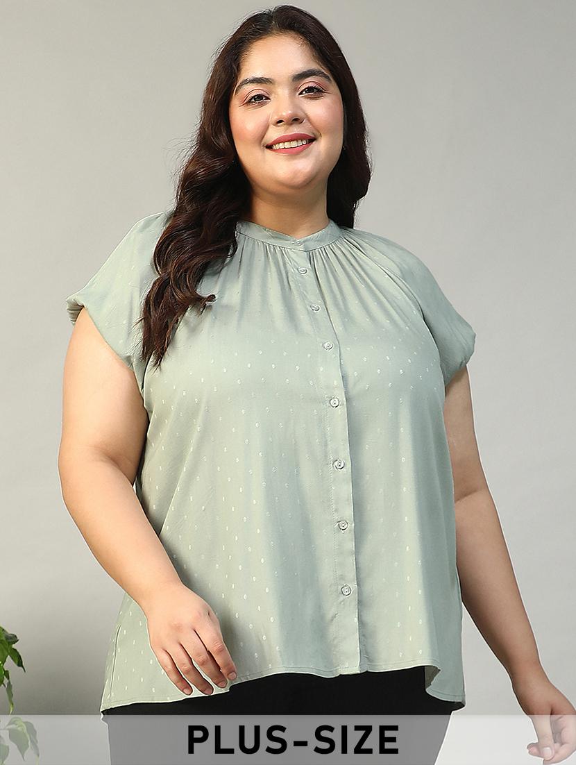 women plus size self designed short sleeve shirt - 22009242 - Zoom Image - 0