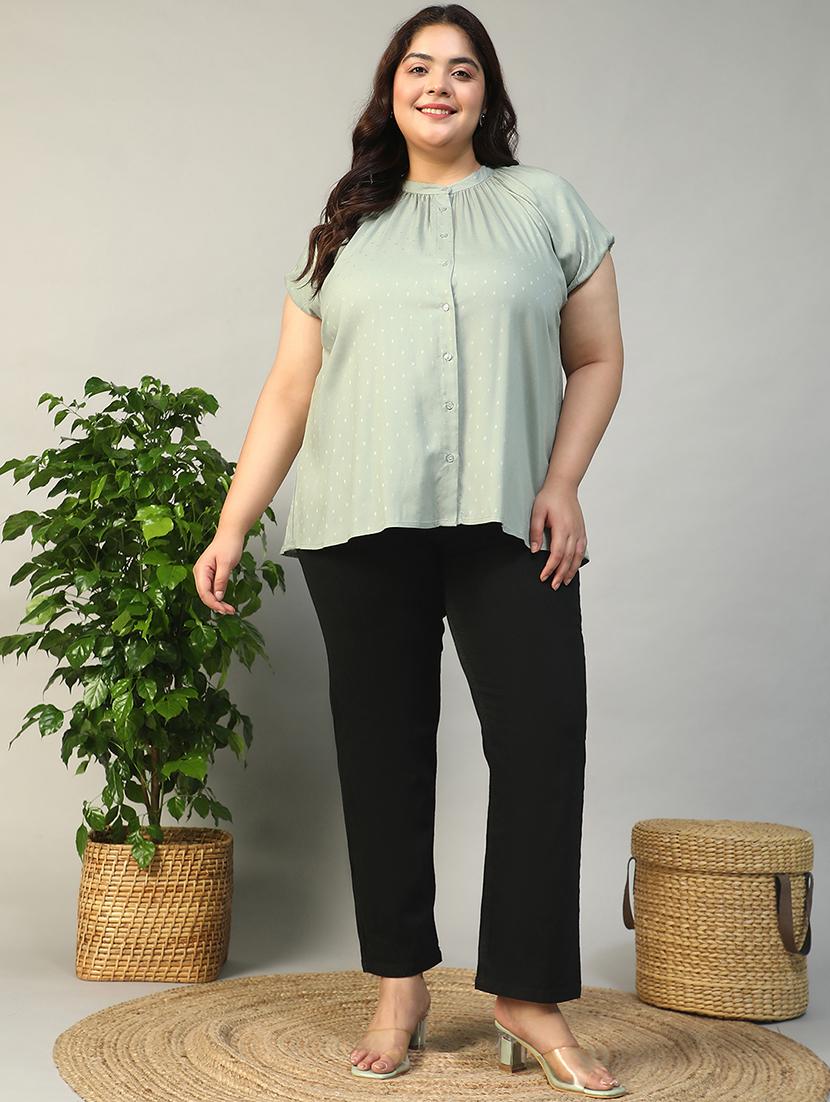 women plus size self designed short sleeve shirt - 22009242 - Standard Image - 3