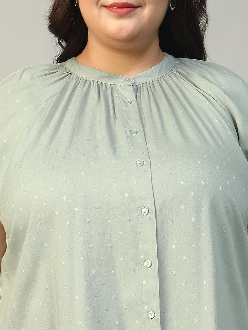 women plus size self designed short sleeve shirt - 22009242 - Standard Image - 5