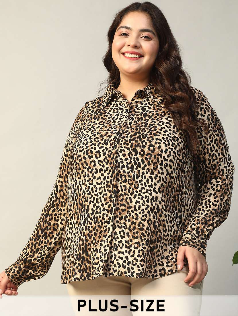 women plus size animal print short sleeve shirt - 22009244 - Zoom Image - 0