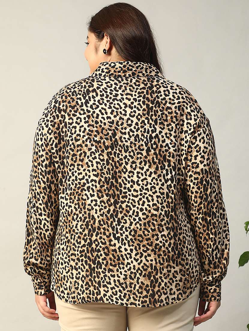 women plus size animal print short sleeve shirt - 22009244 - Standard Image - 5
