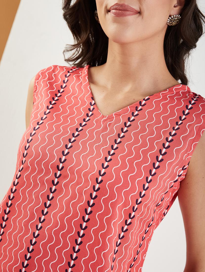 women printed sleeveless straight kurti - 22009248 - Standard Image - 3