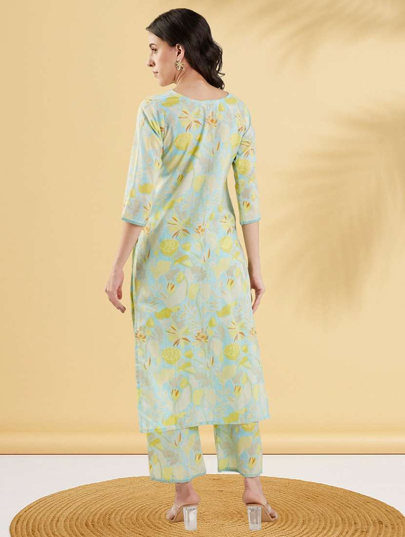 women printed three quarter sleeve kurta pant set - 22009256 - Standard Image - 3