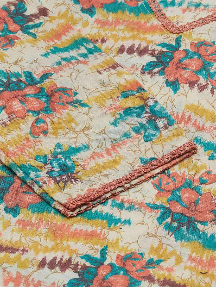 women printed three quarter sleeve kurta pant set - 22009257 -  Standard Image - 5