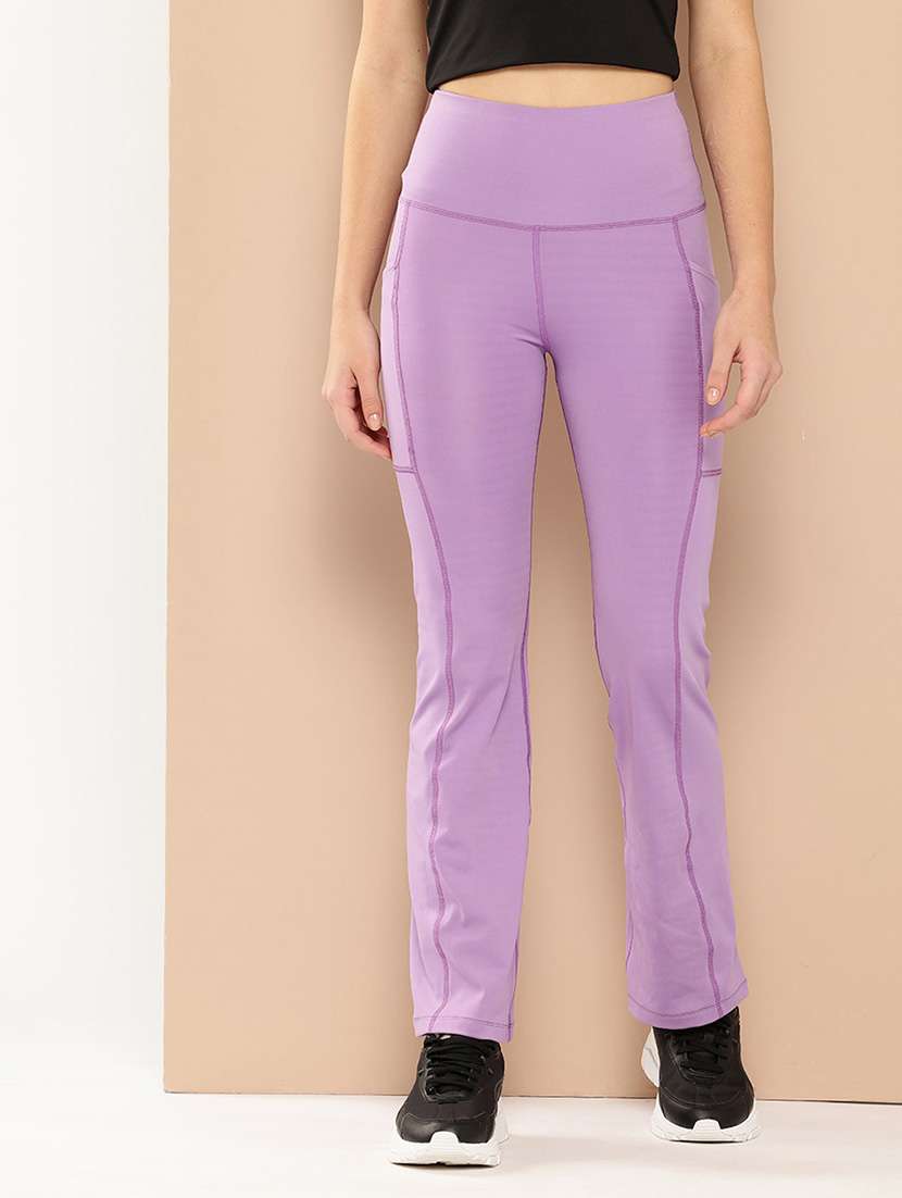 women solid high rise slim fit yoga pant 