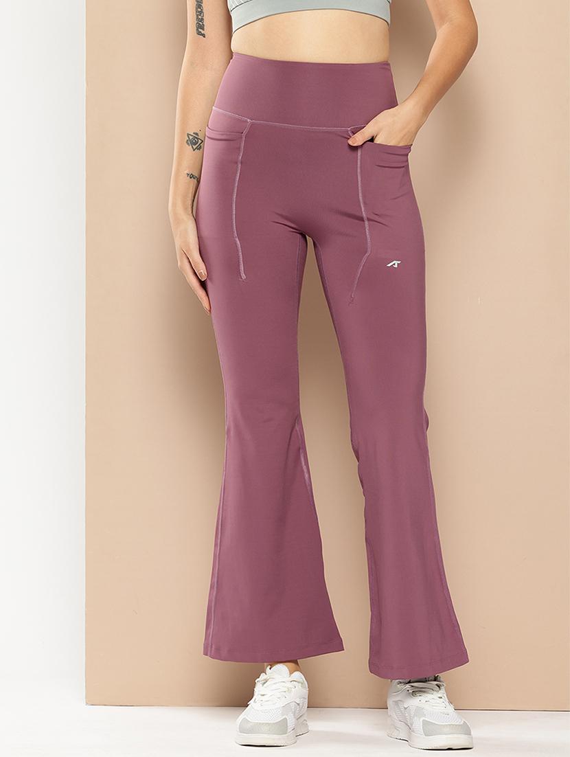 women solid high rise slim fit yoga pant 