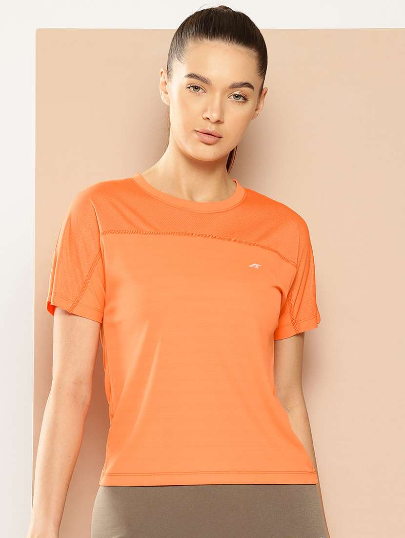 women solid short sleeve dry fit t-shirt