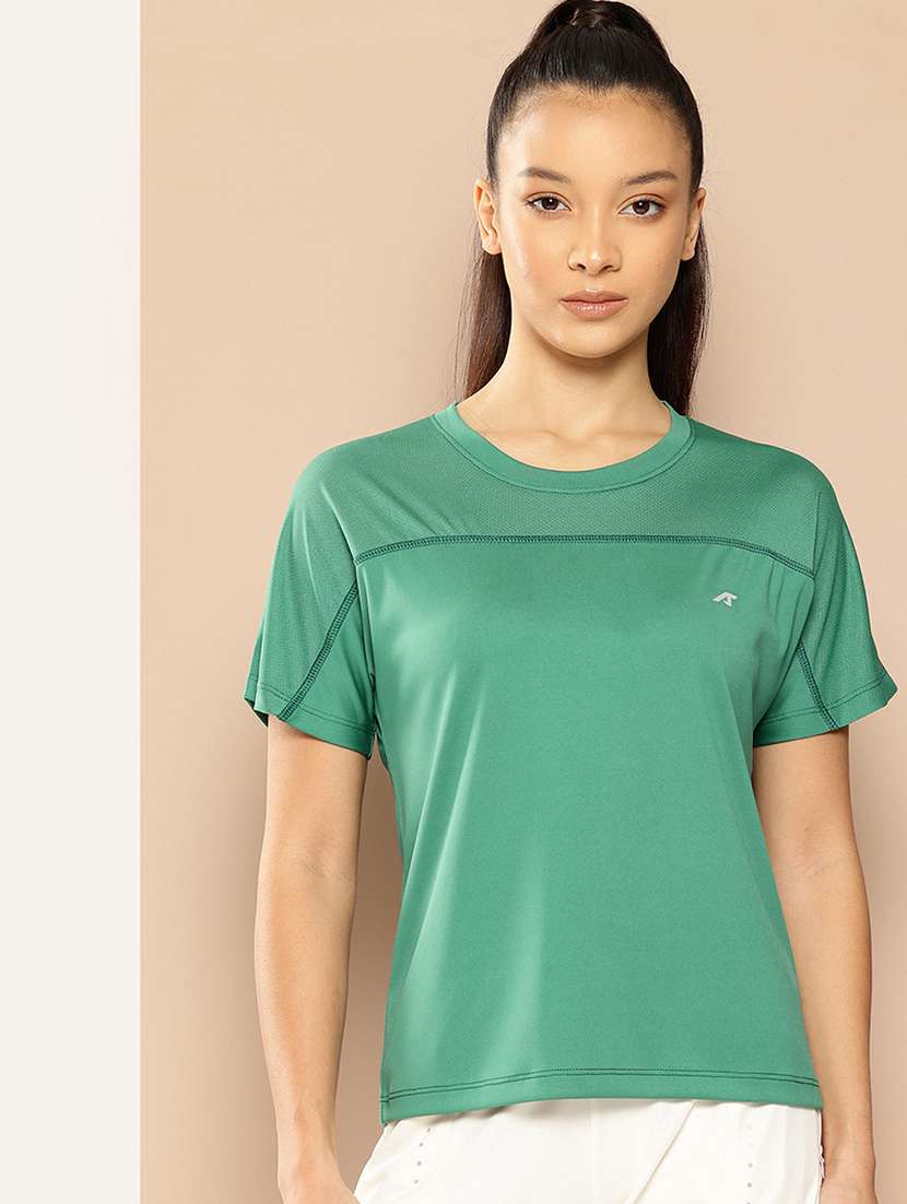 women solid short sleeve dry fit t-shirt